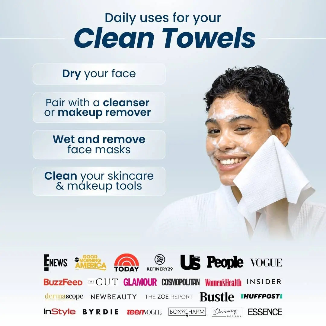 Clean Towels XL™ Travel, Disposable Face Towels, 10 Count Clean Skin Club