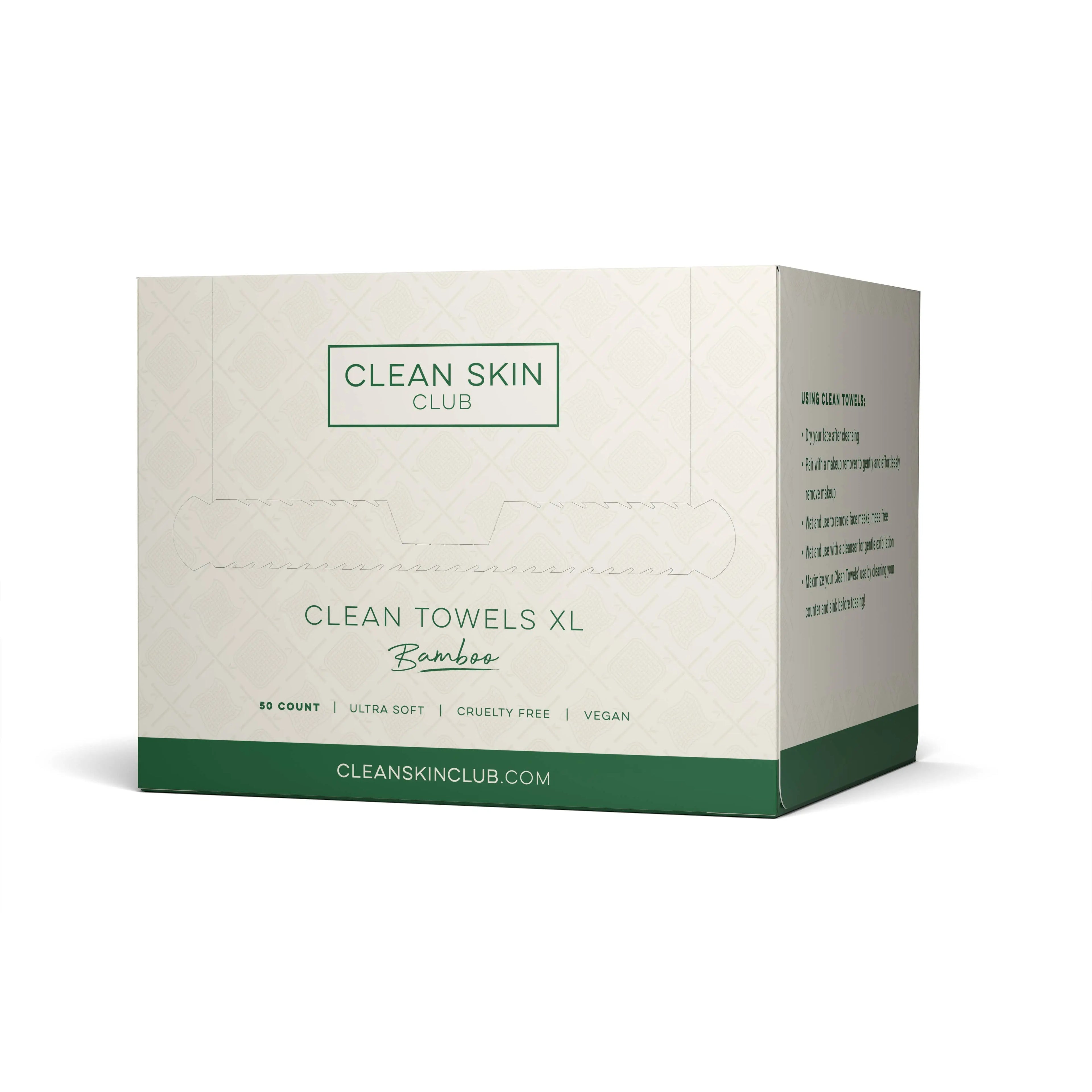 Clean Towels XL™ Bamboo, Disposable Face Towels, 50 Count Clean Skin Club