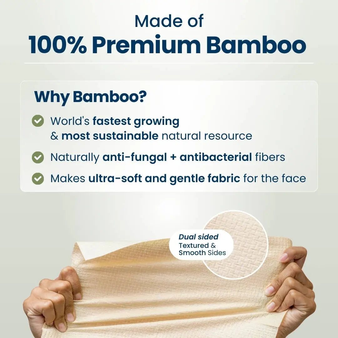 Clean Towels XL™ Bamboo, Disposable Face Towels, 50 Count Clean Skin Club